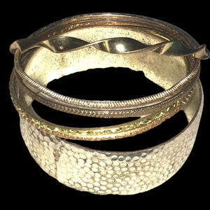 Lot of 6 Gold Silver Tone Vintage Bangle Bracelets